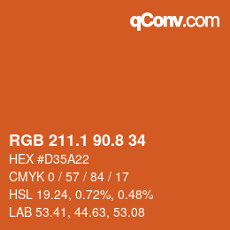 カラーコード: RGB 211.1 90.8 34 | qconv.com