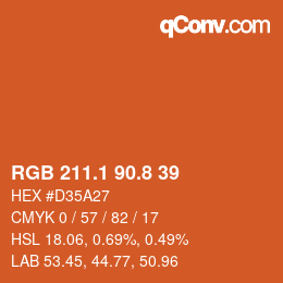 カラーコード: RGB 211.1 90.8 39 | qconv.com