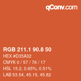 Color code: RGB 211.1 90.8 50 | qconv.com