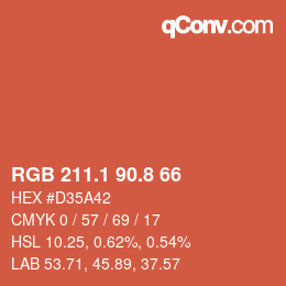 Farbcode: RGB 211.1 90.8 66 | qconv.com