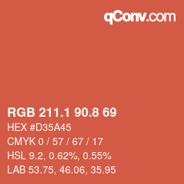 カラーコード: RGB 211.1 90.8 69 | qconv.com