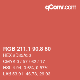 Color code: RGB 211.1 90.8 80 | qconv.com