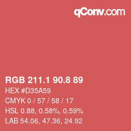 カラーコード: RGB 211.1 90.8 89 | qconv.com