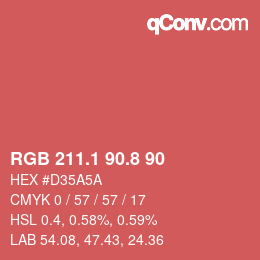 カラーコード: RGB 211.1 90.8 90 | qconv.com