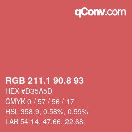 カラーコード: RGB 211.1 90.8 93 | qconv.com