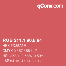 カラーコード: RGB 211.1 90.8 94 | qconv.com