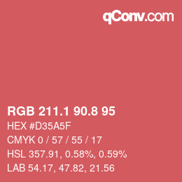 Color code: RGB 211.1 90.8 95 | qconv.com