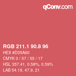 カラーコード: RGB 211.1 90.8 96 | qconv.com