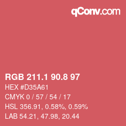 カラーコード: RGB 211.1 90.8 97 | qconv.com