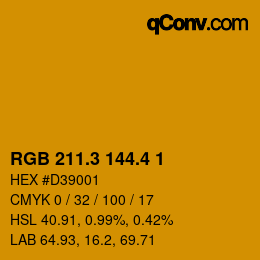 カラーコード: RGB 211.3 144.4 1 | qconv.com