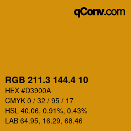 カラーコード: RGB 211.3 144.4 10 | qconv.com