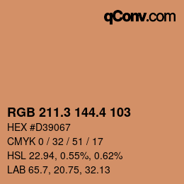 カラーコード: RGB 211.3 144.4 103 | qconv.com