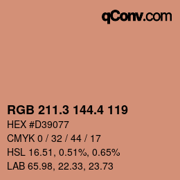 カラーコード: RGB 211.3 144.4 119 | qconv.com