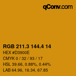 カラーコード: RGB 211.3 144.4 14 | qconv.com