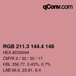 カラーコード: RGB 211.3 144.4 148 | qconv.com
