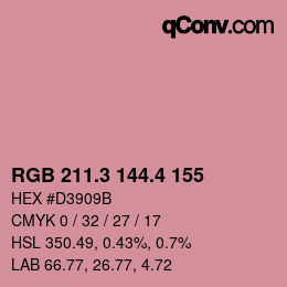 カラーコード: RGB 211.3 144.4 155 | qconv.com