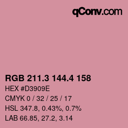 カラーコード: RGB 211.3 144.4 158 | qconv.com