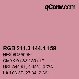 カラーコード: RGB 211.3 144.4 159 | qconv.com