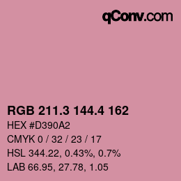 カラーコード: RGB 211.3 144.4 162 | qconv.com