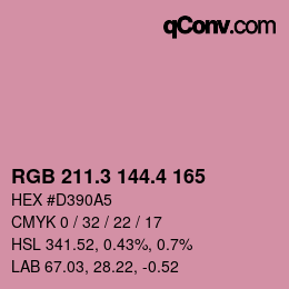 カラーコード: RGB 211.3 144.4 165 | qconv.com