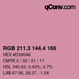 カラーコード: RGB 211.3 144.4 166 | qconv.com