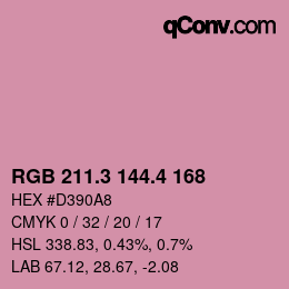 カラーコード: RGB 211.3 144.4 168 | qconv.com