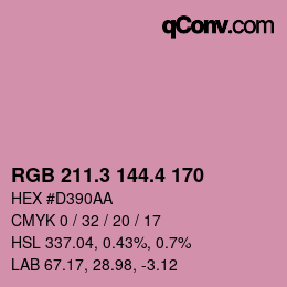 カラーコード: RGB 211.3 144.4 170 | qconv.com