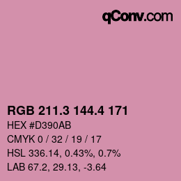 カラーコード: RGB 211.3 144.4 171 | qconv.com