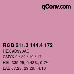 カラーコード: RGB 211.3 144.4 172 | qconv.com