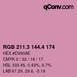 カラーコード: RGB 211.3 144.4 174 | qconv.com