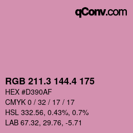 カラーコード: RGB 211.3 144.4 175 | qconv.com