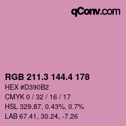 カラーコード: RGB 211.3 144.4 178 | qconv.com