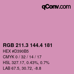 カラーコード: RGB 211.3 144.4 181 | qconv.com