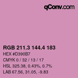カラーコード: RGB 211.3 144.4 183 | qconv.com
