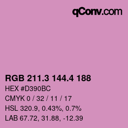 カラーコード: RGB 211.3 144.4 188 | qconv.com