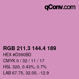 カラーコード: RGB 211.3 144.4 189 | qconv.com