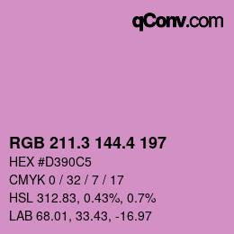 カラーコード: RGB 211.3 144.4 197 | qconv.com