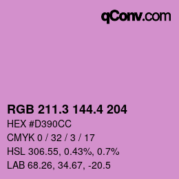 カラーコード: RGB 211.3 144.4 204 | qconv.com