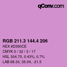 カラーコード: RGB 211.3 144.4 206 | qconv.com