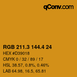 カラーコード: RGB 211.3 144.4 24 | qconv.com