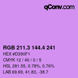 カラーコード: RGB 211.3 144.4 241 | qconv.com