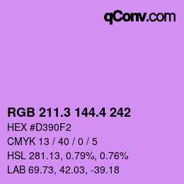 カラーコード: RGB 211.3 144.4 242 | qconv.com