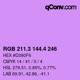 カラーコード: RGB 211.3 144.4 246 | qconv.com