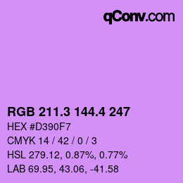 カラーコード: RGB 211.3 144.4 247 | qconv.com