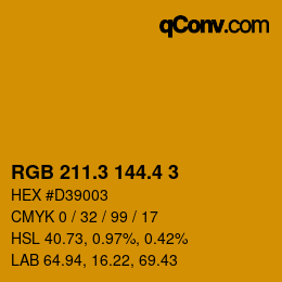 カラーコード: RGB 211.3 144.4 3 | qconv.com
