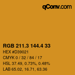 カラーコード: RGB 211.3 144.4 33 | qconv.com