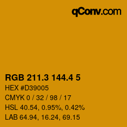 カラーコード: RGB 211.3 144.4 5 | qconv.com