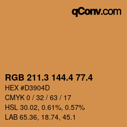 カラーコード: RGB 211.3 144.4 77.4 | qconv.com