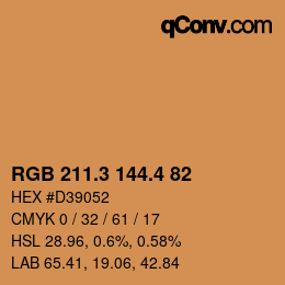 カラーコード: RGB 211.3 144.4 82 | qconv.com