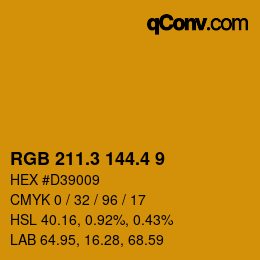 カラーコード: RGB 211.3 144.4 9 | qconv.com
